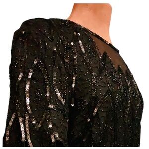 🛑.SOLD‼️ ⚫️ | STÉNAY Midnight Black SILK SEQUINS BEADED BLOUSE